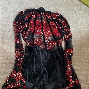 black and red jazz dance costume